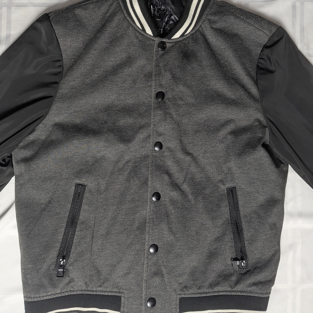 Men's Gray and Black Varsity Jacket